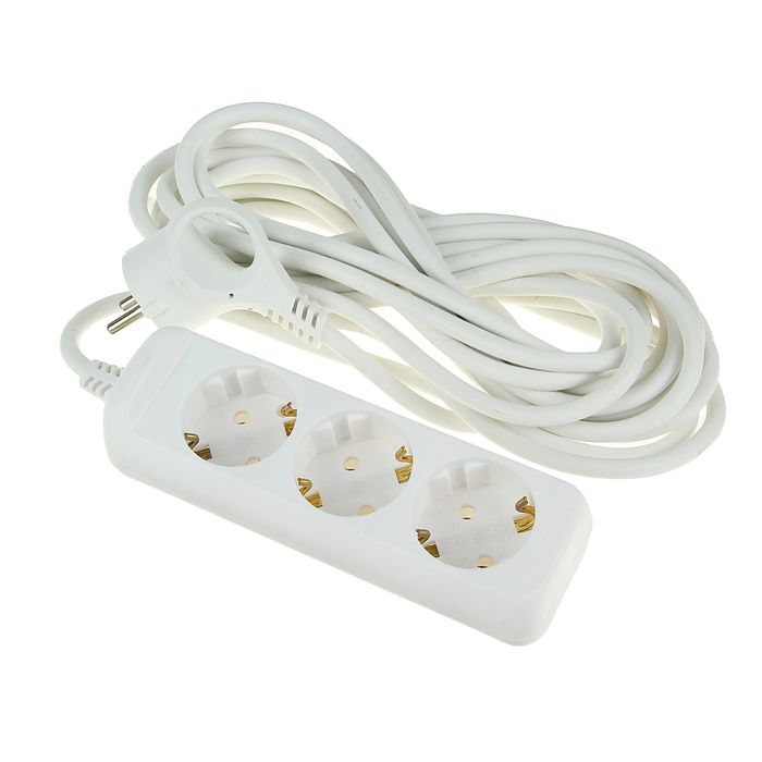 Удлинитель бытовой "ЭРА" U-3e-7m, 3 розетки, 7 м, 10 А, 2200 Вт, с з/к