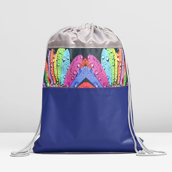 Мешок для обуви на шнурке "Лепестки", 1 отдел, цвет синий