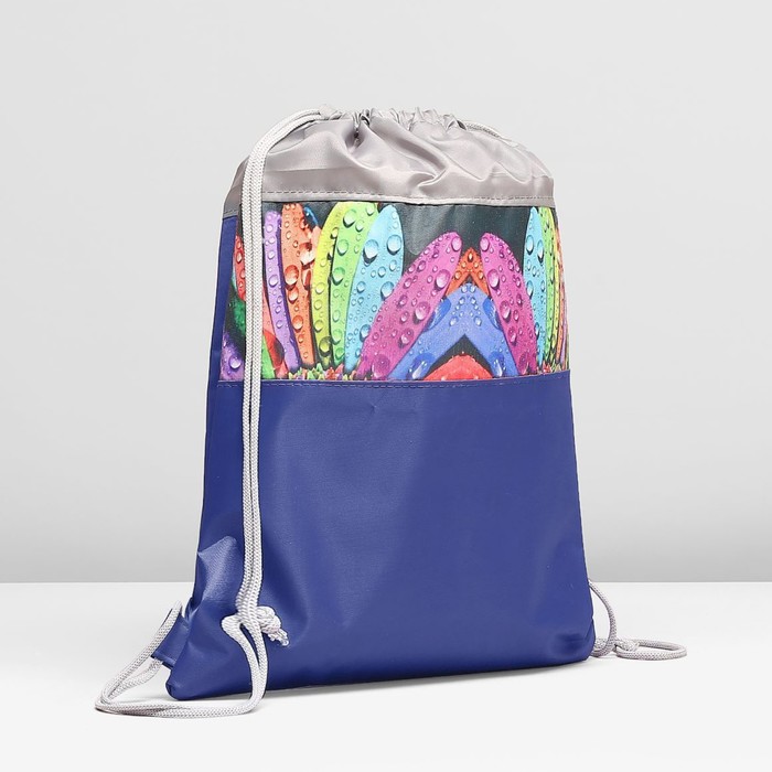 Мешок для обуви на шнурке "Лепестки", 1 отдел, цвет синий