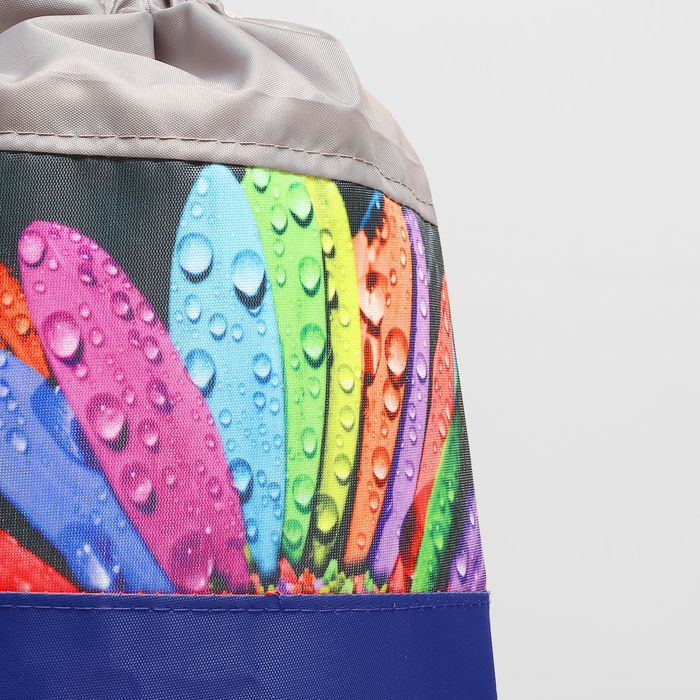 Мешок для обуви на шнурке "Лепестки", 1 отдел, цвет синий