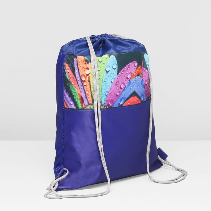 Мешок для обуви на шнурке "Лепестки", 1 отдел, цвет синий