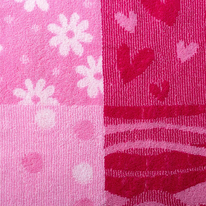 Полотенце махровое Авангард 50x100 см, 4377, Сердечки с ромашками МИКС, хлопок, 420 гр/м2