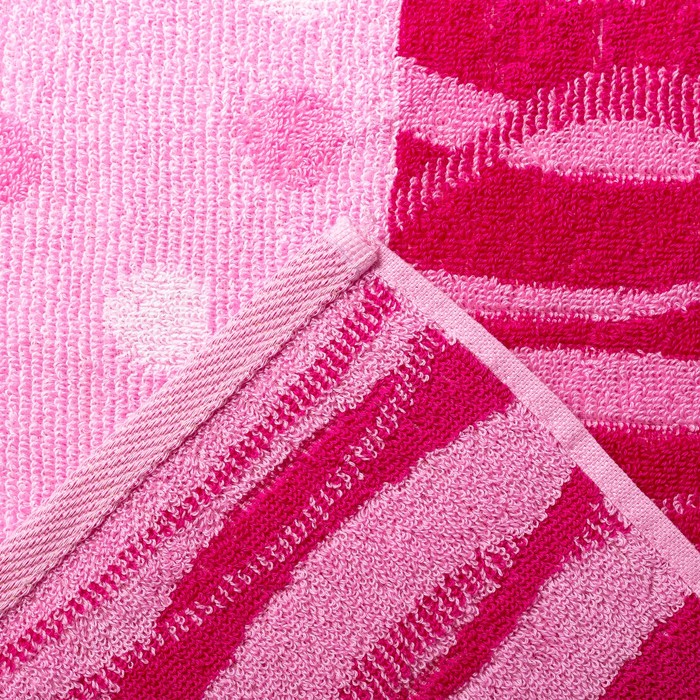 Полотенце махровое Авангард 50x100 см, 4377, Сердечки с ромашками МИКС, хлопок, 420 гр/м2