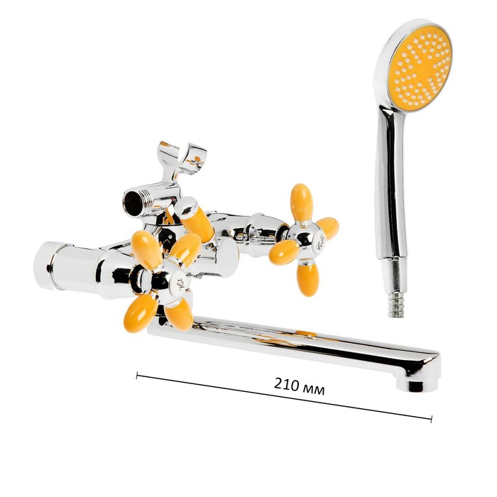 Смеситель для ванны Accoona A6482H, двухрычажный, желтый/хром смеситель для раковины accoona a9072 двухрычажный хром