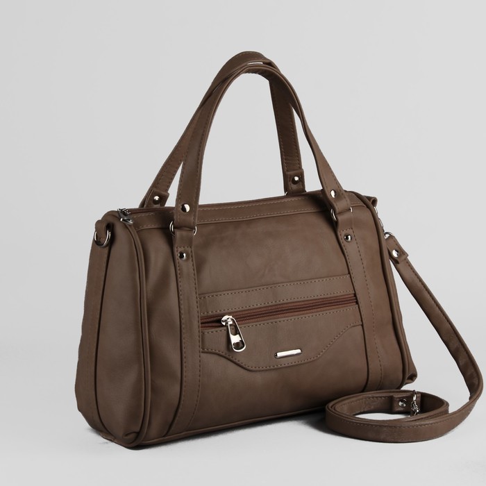 Сумка женская на молнии, 1 отдел, цвет бежевый