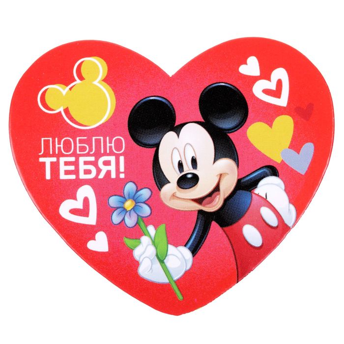Открытка-валентинка "Люблю тебя" Микки Маус, 7х6см