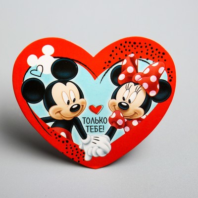 Открытка-валентинка "Только тебе" Микки Маус и Минни Маус, 7х6см