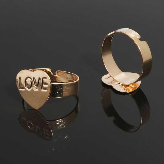 Основа для кольца "Сердечко" (набор 5шт) регул-й раз-р, цвет золото