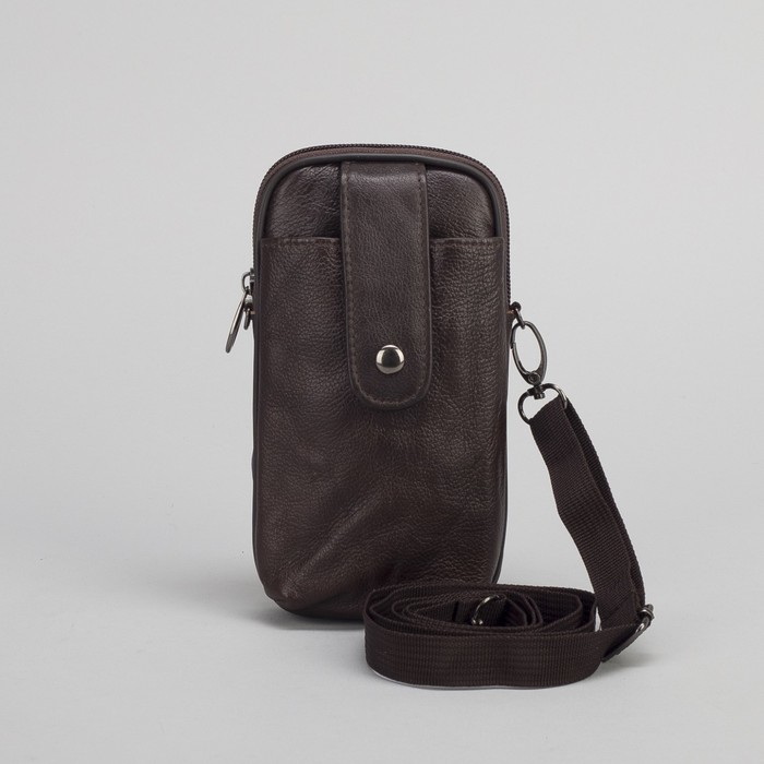 Сумка поясная на молнии, 1 отдел, наружный карман, длинный ремень, цвет коричневый