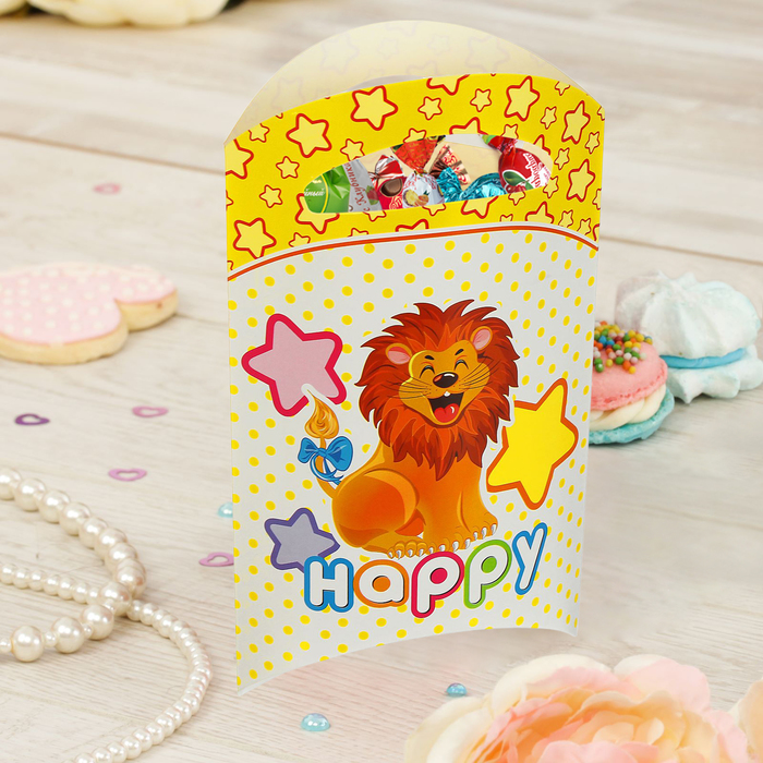 Пакет подарочный 14*24 см "Лева" в горошек (набор 6 шт)