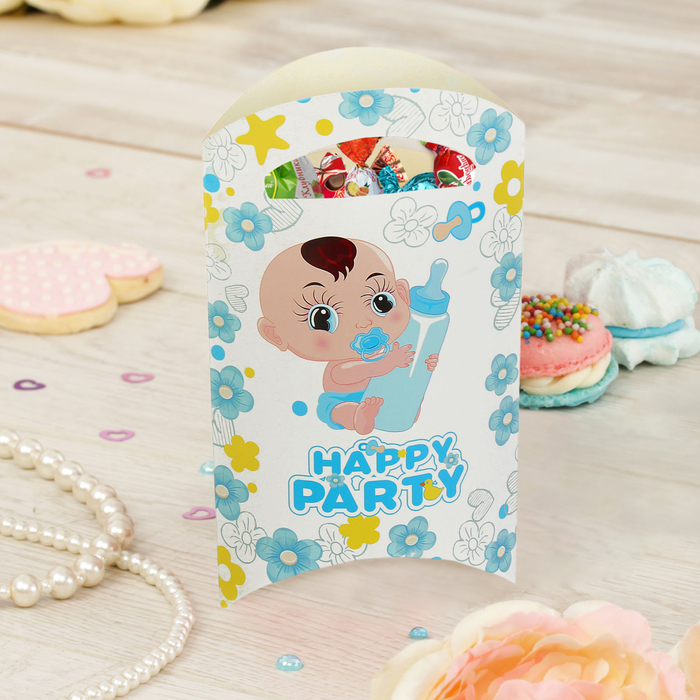 Пакет подарочный 14*24 см "Карапуз" голубой цвет (набор 6 шт)