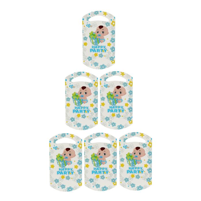 Пакет подарочный 14*24 см "Карапуз" голубой цвет (набор 6 шт)