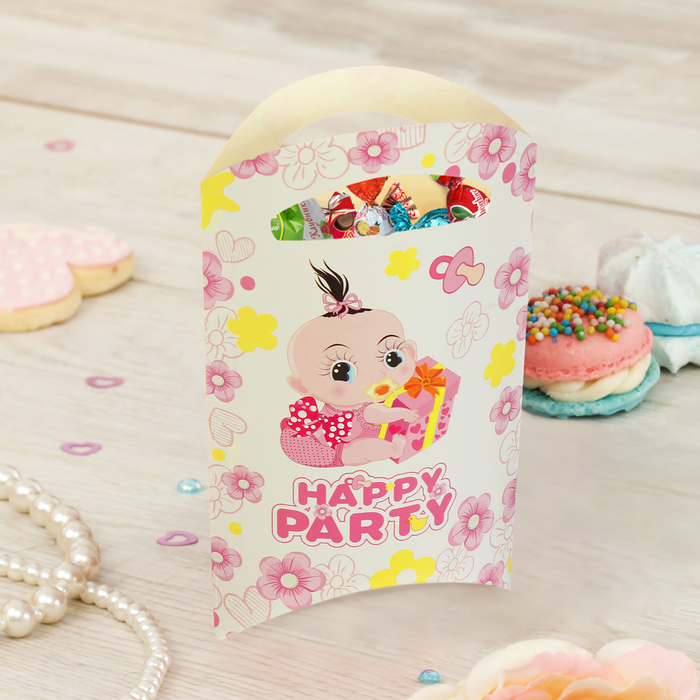 Пакет подарочный 14*24 см "Карапуз" розовый цвет (набор 6 шт)