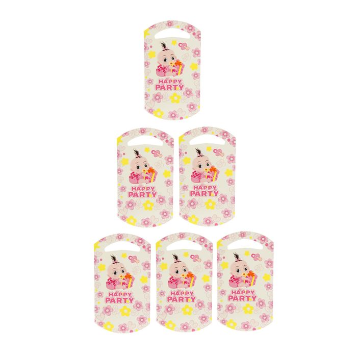 Пакет подарочный 14*24 см "Карапуз" розовый цвет (набор 6 шт)