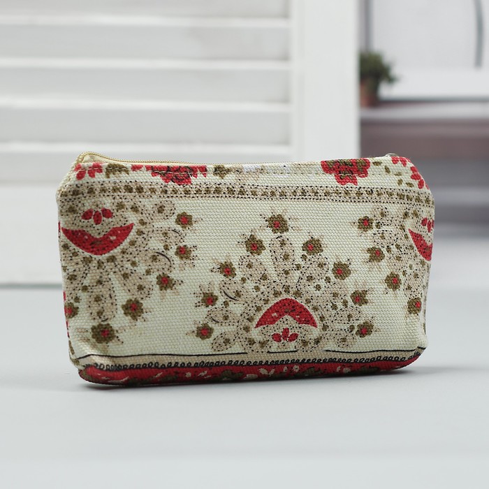 Косметичка простая на молнии, 1 отдел, цвет бежевый