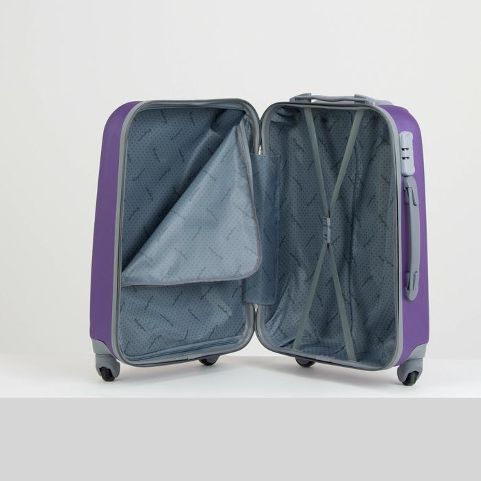 Чемодан с кейсом, малый, 20", 26 л, кодовый замок, 4 колеса, цвет фиолетовый
