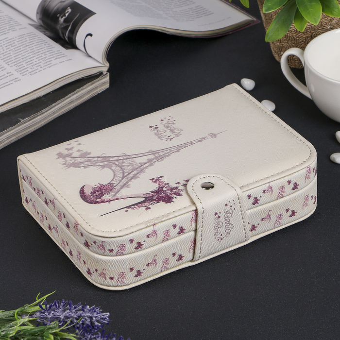 Шкатулка кожзам для украшений "Париж" 5х20х14 см