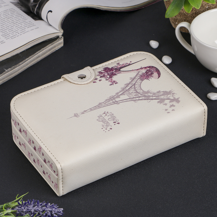 Шкатулка кожзам для украшений "Париж" 5х20х14 см