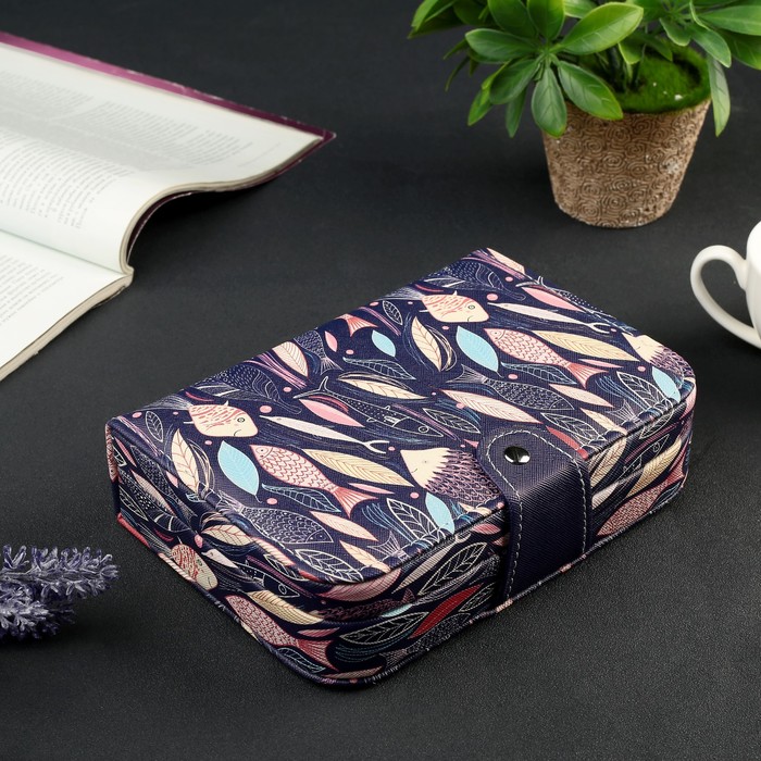 Шкатулка кожзам для украшений "Рыбки" 5х20х14 см