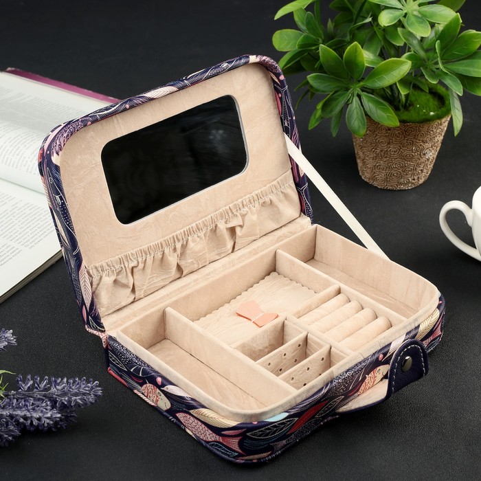 Шкатулка кожзам для украшений "Рыбки" 5х20х14 см