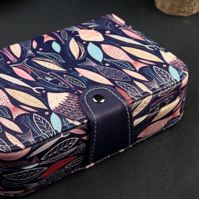 Шкатулка кожзам для украшений "Рыбки" 5х20х14 см