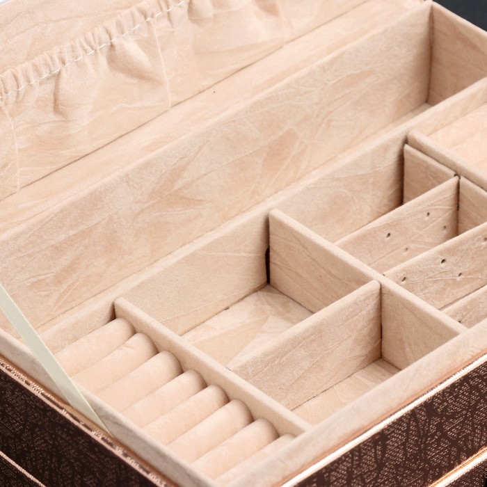 Шкатулка кожзам для украшений "Металлик золото" 12х25х16 см