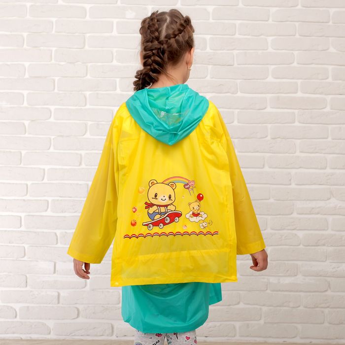 Дождевик детский "Весёлые зверушки" с карманом под рюкзак, р-р М, рост 100-110 см МИКС