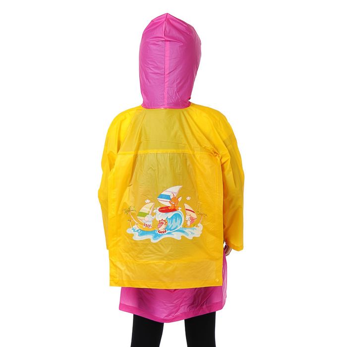 Дождевик детский "Весёлые зверушки" с карманом под рюкзак, р-р М, рост 100-110 см МИКС