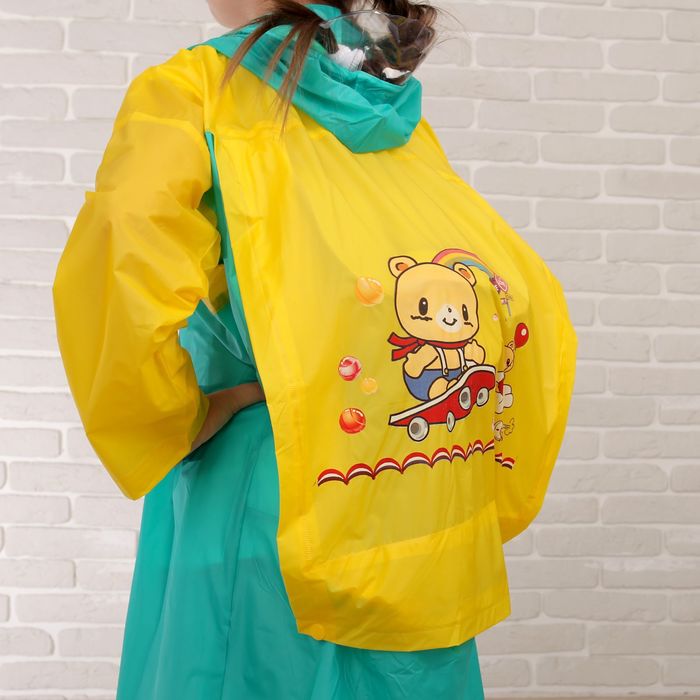 Дождевик детский "Весёлые зверушки" с карманом под рюкзак, L, рост 110-120 см, МИКС