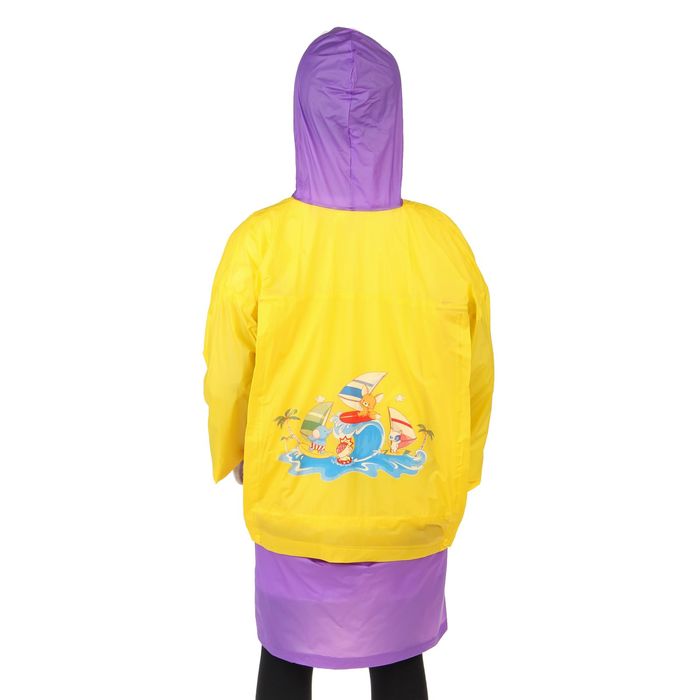 Дождевик детский "Весёлые зверушки" с карманом под рюкзак, L, рост 110-120 см, МИКС