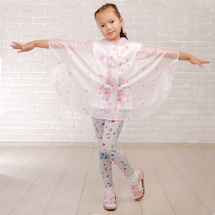 Дождевик детский пончо "Горошки", р-р М, рост 100-110 см, цвета МИКС