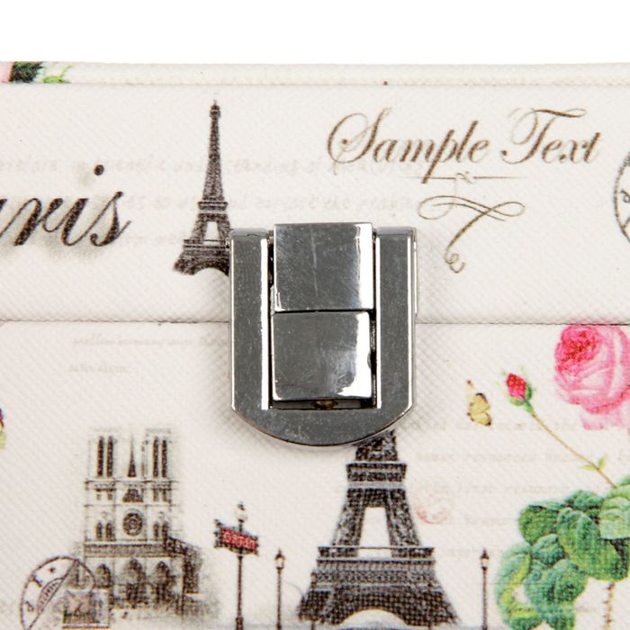 Шкатулка кожзам для украшений "Эйфелева башня и розовые пионы" 8х14,5х14,5 см