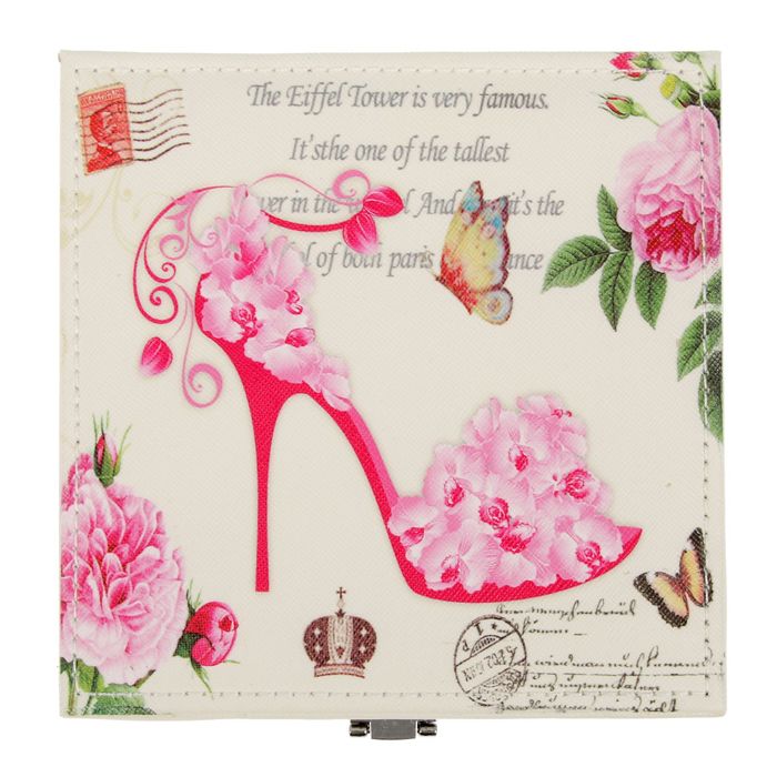 Шкатулка кожзам для украшений "Цветочная туфелька" 8х14,5х14,5 см