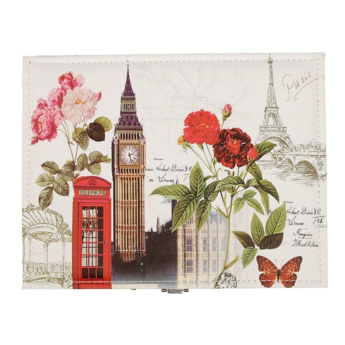 Шкатулка кожзам для украшений "Биг-бен и телефонная будка" 8х25х19 см