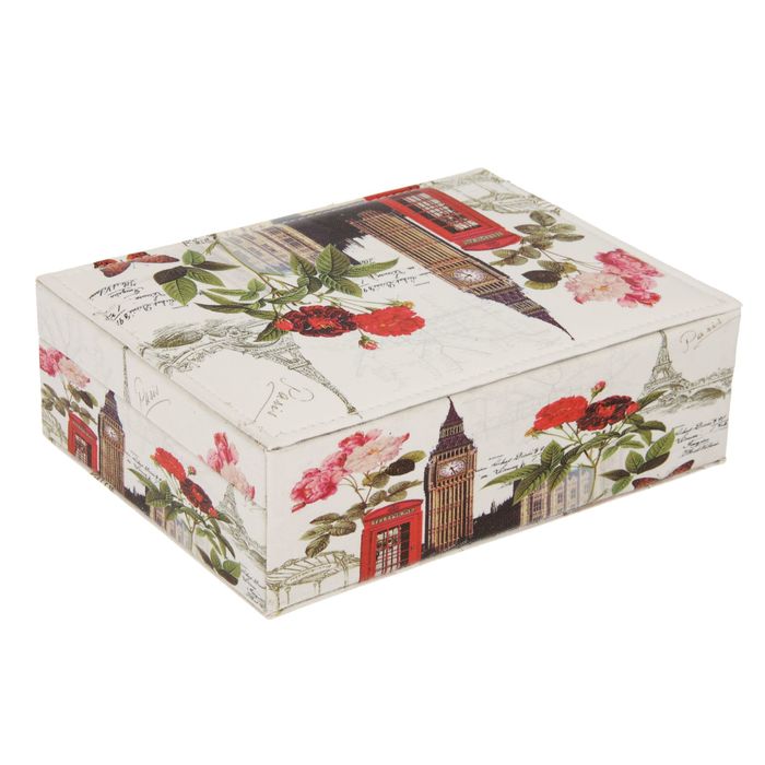 Шкатулка кожзам для украшений "Биг-бен и телефонная будка" 8х25х19 см