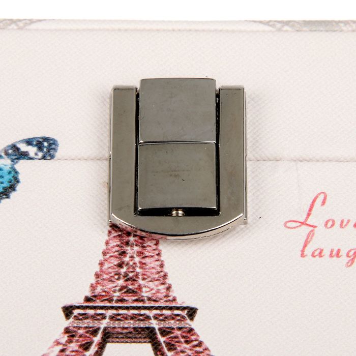 Шкатулка кожзам для украшений "Эйфелева башня и бабочка" 8х25х19 см