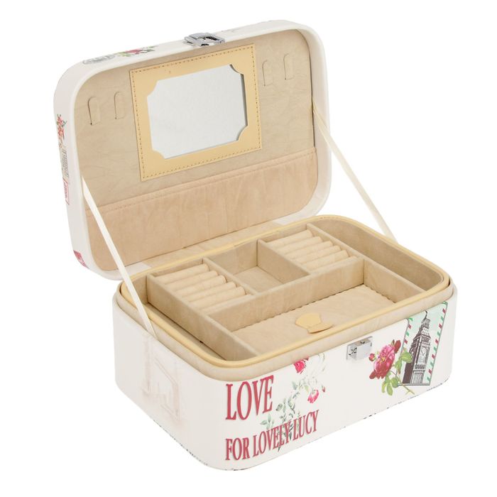 Шкатулка кожзам для украшений "Цветочная феерия" 11х25х18 см