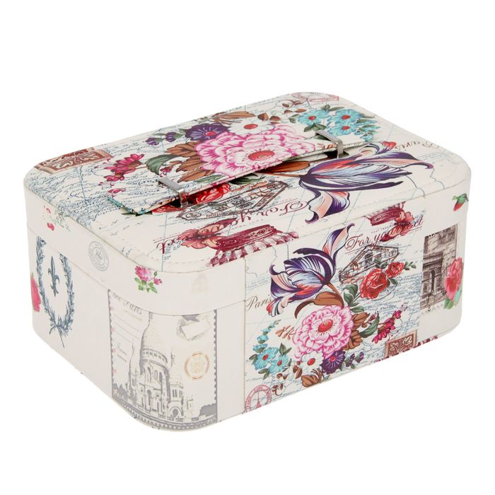 Шкатулка кожзам для украшений "Цветочная феерия" 11х25х18 см