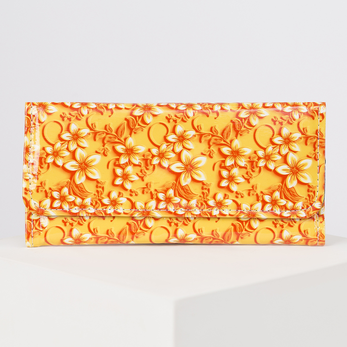 Кошелёк женский на клапане, 2 отдела, для монет, цвет жёлто-оранжевый