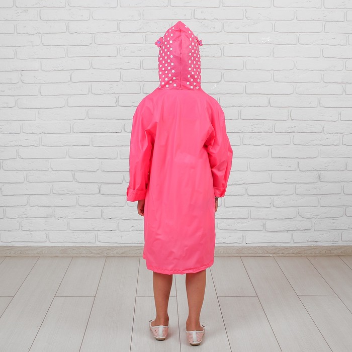 Дождевик детский "Розовые бабочки" на кнопках с капюшоном, р-р L, рост 110-120 см