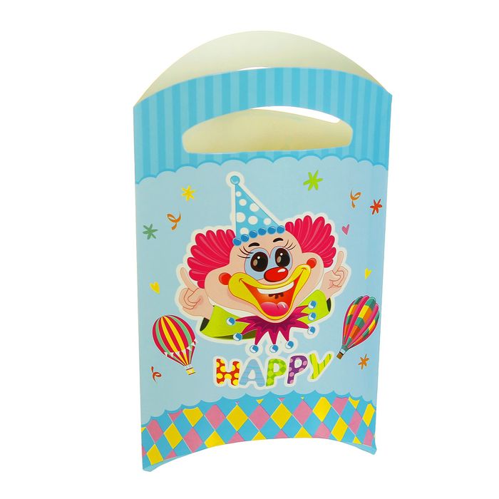 Пакет подарочный 14*24 см "Клоун" голубой цвет (набор 6 шт)