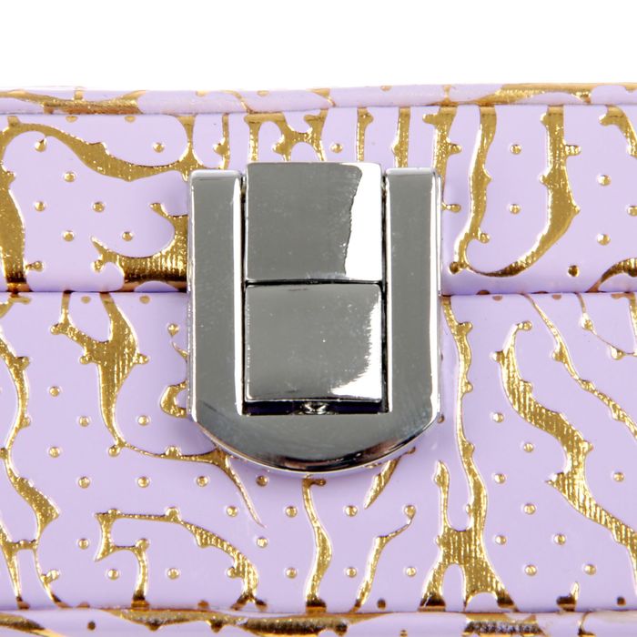 Шкатулка кожзам для украшений "Золотые трещинки на нежно-сиреневом" 4,5х15х10 см