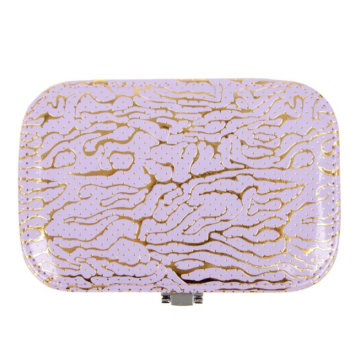 Шкатулка кожзам для украшений "Золотые трещинки на нежно-сиреневом" 4,5х15х10 см