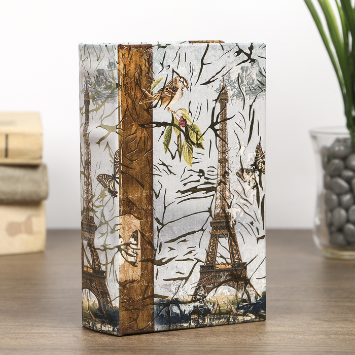 Шкатулка-книга дерево "Париж, золотой дождь" 17х11х5 см
