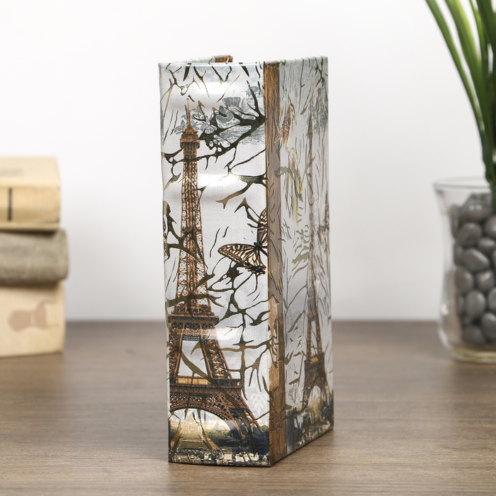 Шкатулка-книга дерево "Париж, золотой дождь" 17х11х5 см