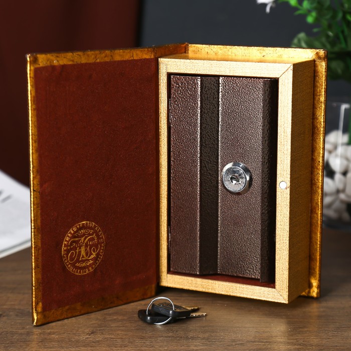 Сейф-книга дерево "Золотые розы" 17х11х5 см