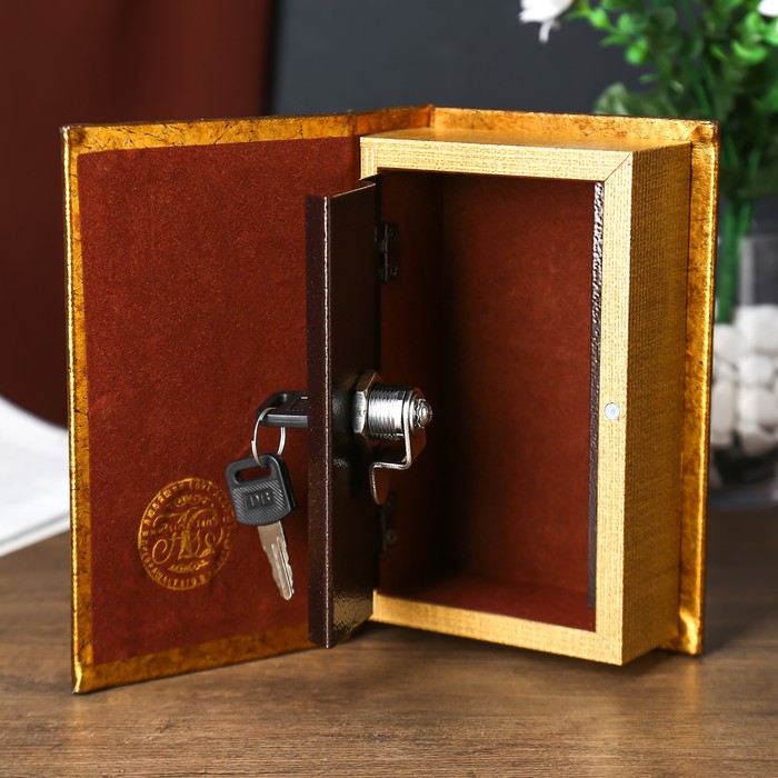 Сейф-книга дерево "Золотые розы" 17х11х5 см