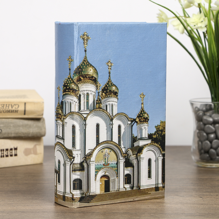 Сейф-книга дерево "Храм" шёлк, стразы 21х13х5 см