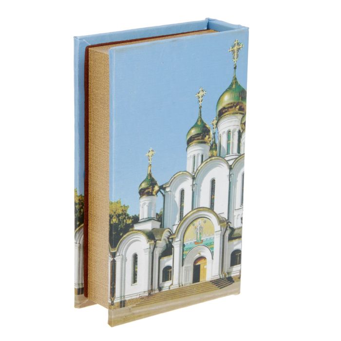 Шкатулка-книга дерево "Храм" шёлк, стразы 21х13х5 см