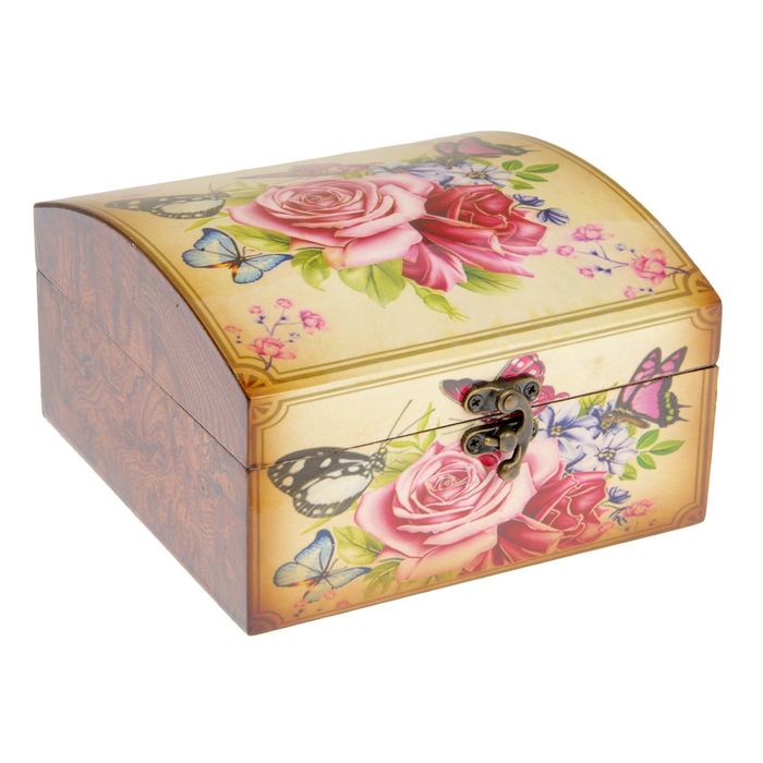 Шкатулка дерево лаковая "Аромат роз" 17х17х10 см